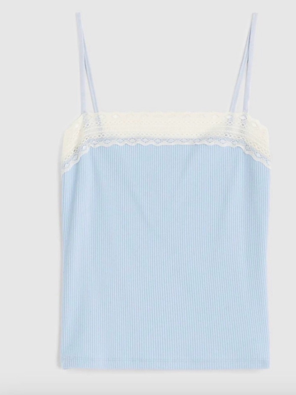 Madewell Light Blue Camisole with Cream Lace Trim